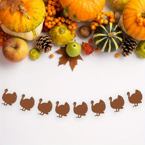 Thanksgiving turkey banner with autumn pumpkin and fall leaf party decoration background