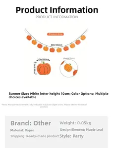 Tableau des tailles pour bannière citrouille avec lettres réglables et décorations