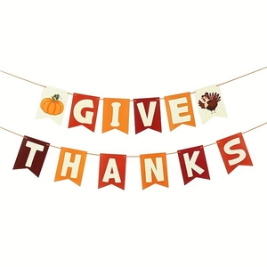Erntedankfest Give Thanks Papier Banner Truthahn Kürbis Hängende Girlande Herbst Party Deko Haus Wimpelkette Schild