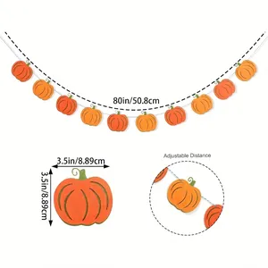 Guirlande de Citrouilles à Paillettes pour Décoration de Fête de Thanksgiving et Halloween Bannière en Papier Citrouille Thème Automne pour Maison