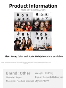 Dettaglio dello striscione Halloween BOODAY HAPPY con lettere di 16cm ed elementi fantasma
