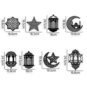 8pcs Ramadan hanging ornaments set with moon and star lantern designs for festive decor
