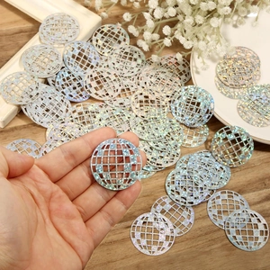 Holographic disco ball confetti with laser shimmer for party table decor and DIY crafts