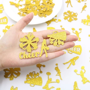 Cheerleading Graduation Party Confetti Gold Purple Glitter Double Sided Table Decor Cheerleader Silhouette Megaphone Birthday