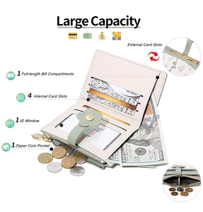 Detailed internal structure of a bifold floral wallet with card slots and coin pocket
