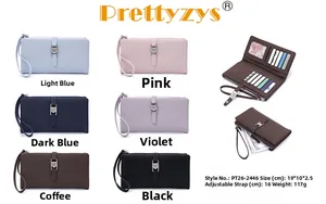 Detailed internal layout of trifold long wallet with card slots and heart clasp