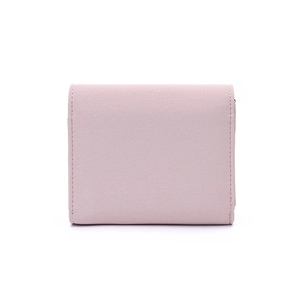 Portafoglio corto minimalista in pelle Saffiano rosa chiaro da donna con design quadrato
