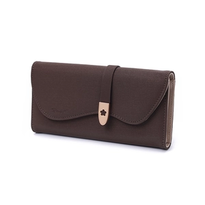 Deep brown textured PU crossbody clutch bag with wavy flap and floral charm detail