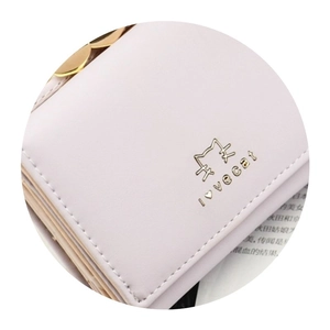 Cute light purple PU leather cat wallet with multi-layer accordion folding design