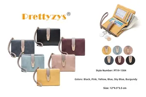 Short vintage frosted leather wallet for women with multi-card slots in six colors