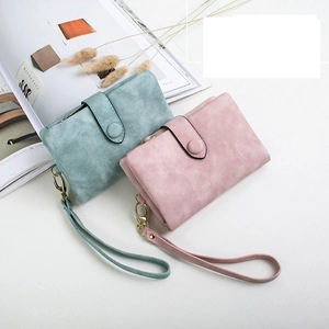 Women Matte PU Leather Wallet Vintage Folding Purse Multi Card Slots Zipper Coin Pocket For Ladies Students