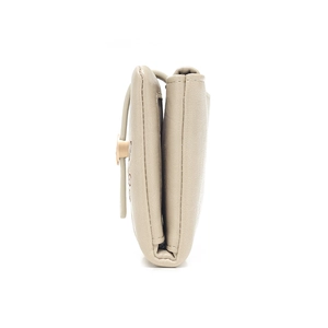 Mini folding leather wallet for women with multi-card slots and gold metal snap closure