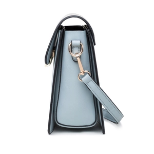 Sac bandoulière bleu en cuir PU pour téléphone avec plusieurs compartiments dorés