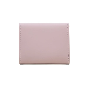 Minimalist light pink short folding wallet for women with clean stitching back view