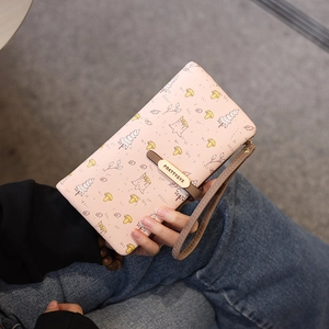 Long Women Wallet Forest Mushroom Pattern PU Leather Wristlet Clutch Bag Mushroom Print Hasp Zipper Lady Purse Money Organizer