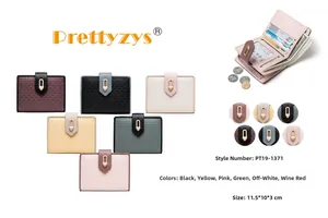 Short wallet for women with multi-card slots and heart-shaped metal buckle detail
