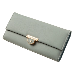Damen Lange Geldbörse Herz Metallschnalle PU Leder Dreifach Gefaltet Portemonnaie Große Kapazität Kartenhalter Clutch Tasche Elegant