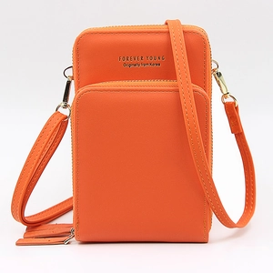 Women PU Leather Mobile Phone Bag Multi Layer Zipper Crossbody Shoulder Bag Large Capacity Fashion Wallet Purse Vertical Square