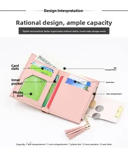 Structure interne du petit portefeuille en cuir PU avec fentes pour cartes et porte-monnaie