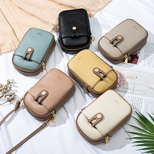 Vertical mini PU leather crossbody phone bags in multiple colors with retro buckle strap