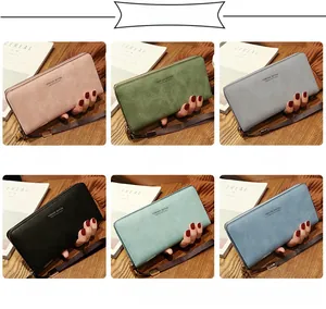 Six couleurs de portefeuilles longs mats à fermeture éclair avec dragonnes et gravure