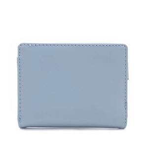 Minimalist light blue short bifold wallet for women in soft synthetic leather