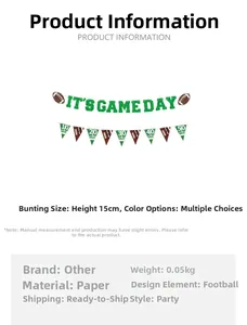 Detail view of Game Day football banner decoration showing 15cm height and paper material
