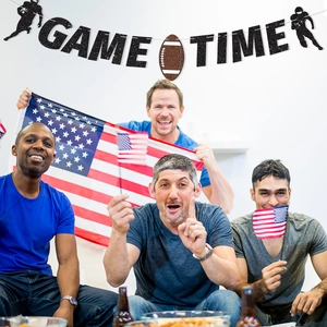 Glittering black Game Time American Football banner for sports party room decorations