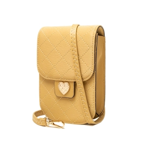 Damen Gesteppte PU-Leder Handytasche Goldene Herzschnalle Umhängetasche Kleine Schultertasche Koreanischer Stil Mode Alltagstasche