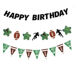 Banner Compleanno Football Americano Ghirlanda Carta Rugby Sport Decorazione Festa Buon Compleanno Bandierine Sportive