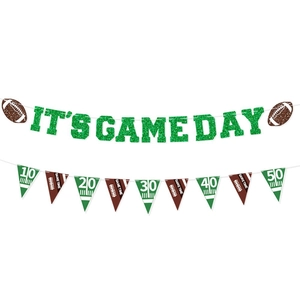 Football Party Decoration Banner With It Is Game Day Letter And Yard Line Flag For Sports Theme Gathering Bunting