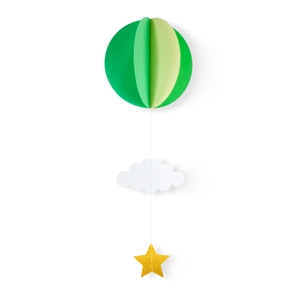 Décoration de fête avec boule 3D en papier vert nuage blanc et étoile dorée pailletée