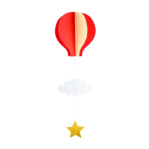 Décoration suspendue montgolfière 3D avec nuages blancs et étoiles dorées pour fêtes
