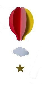 Décoration suspendue montgolfière 3D en papier avec nuage blanc et étoile dorée