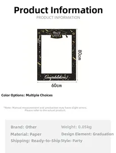 Close-up of 80x60cm Class of 2025 graduation photo frame prop with gold stars and decor