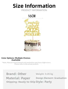 Size guide for 2025 Lawyer graduation cake topper showing 16cm width on white background