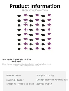 Size details of 12cm black and purple graduation cap paper banner decorations for parties