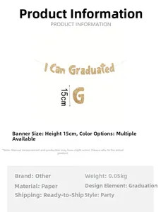 Guida alle taglie con altezza di 15 cm per striscione di laurea con glitter