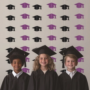 6pcs black and purple graduation cap banner for party backdrop decoration