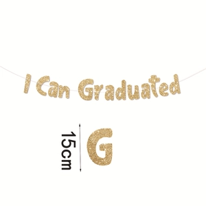 Striscione di Laurea Glitterato Oro Lettere I Can Graduated Per Cerimonia di Laurea Decorazione Festa Appesa