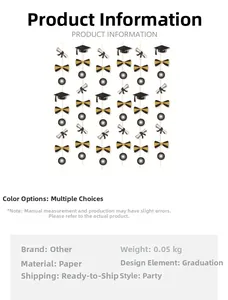 Detailed view of graduation party hanging swirl banners with mortarboard and scroll designs