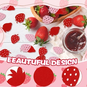 Coriandoli creativi a fragola rossi e rosa per decorazioni tavola di compleanno a tema