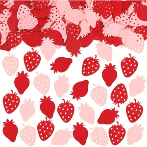 Coriandoli creativi a forma di fragola rossa e rosa per decorazione tavola compleanno