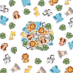 Set of 100 Hawaii theme animal paper confetti featuring cute lion monkey and giraffe