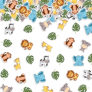 100pcs tropical animal and palm leaf confetti for Hawaiian summer party decorations