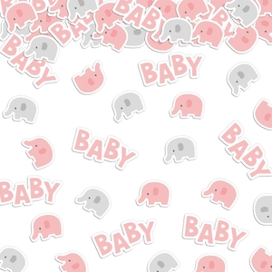 Pink elephant and baby letter paper confetti set for baby shower party table decor