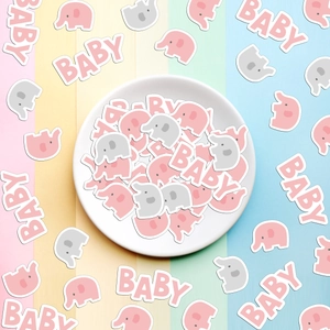 Pink elephant and baby letter paper confetti set for baby shower party decorations
