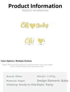 Spécifications de taille pour la guirlande 'Oh Baby' en papier doré pailleté pour fête