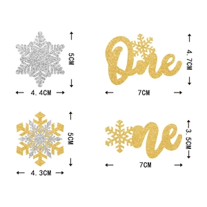 Lot de 12 décorations de gâteau flocon de neige pailleté et 'One' pour anniversaire