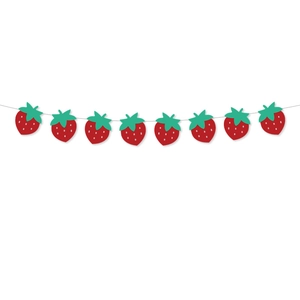 Strawberry fruit theme party garland bunting with 8 red berries for birthday decoration